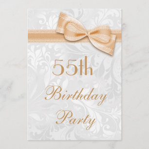 55e Birthday Party Damask en Faux Bow Kaart