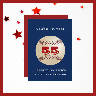 55e Birthday Party Invitation Baseball Kaart
