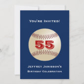 55e Birthday Party Invitation Baseball Kaart (Voorkant)
