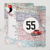 55e 'Birthday Party Red Retro Truck' Kaart (Voorkant / Achterkant)