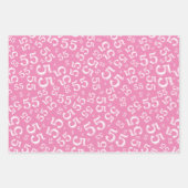 55e Birthday roze/White Random Number Pattern 55 Inpakpapier Vel (Voorkant 2)