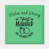 55e bruiloft Jubileum Custom Names Emerald Magneet (Voorkant)