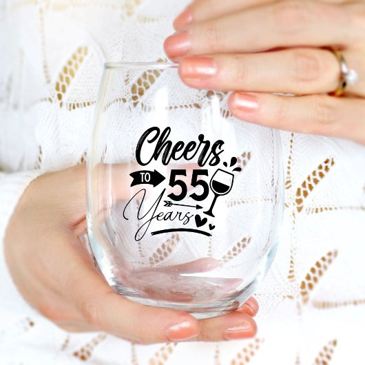 55e bruiloft Jubileum Elegant Celebration Wijnglas Zonder Voet