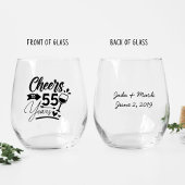 55e bruiloft Jubileum Elegant Celebration Wijnglas Zonder Voet