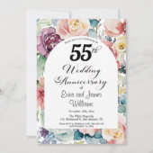 55e bruiloft Jubileum Elegant Script Floral Kaart (Voorkant)