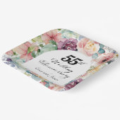 55e bruiloft Jubileum Elegant Script Floral Papieren Bordje (Gebogen)