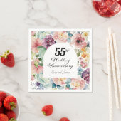55e bruiloft Jubileum Elegant Script Floral Servet (Insitu)