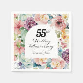 55e bruiloft Jubileum Elegant Script Floral Servet (Voorkant)