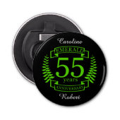 55e bruiloft JUBILEUM EMERALD Button Flesopener (Voorkant)