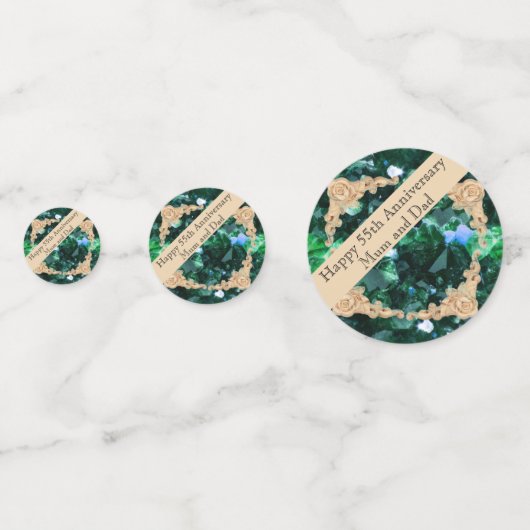 55e bruiloft Jubileum Emerald Confetti (Achterkanten)