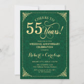 55e bruiloft Jubileum Emerald Green Gold Damask Kaart (Voorkant)