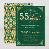 55e bruiloft Jubileum Emerald Green Gold Damask Kaart (Voorkant / Achterkant)