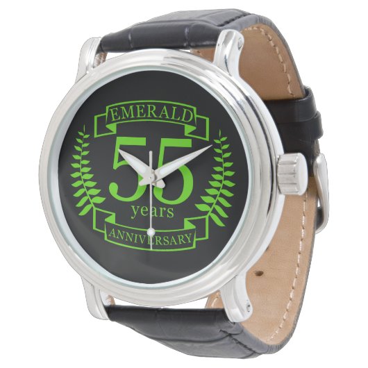 55e bruiloft JUBILEUM EMERALD Horloge (Gekanteld)