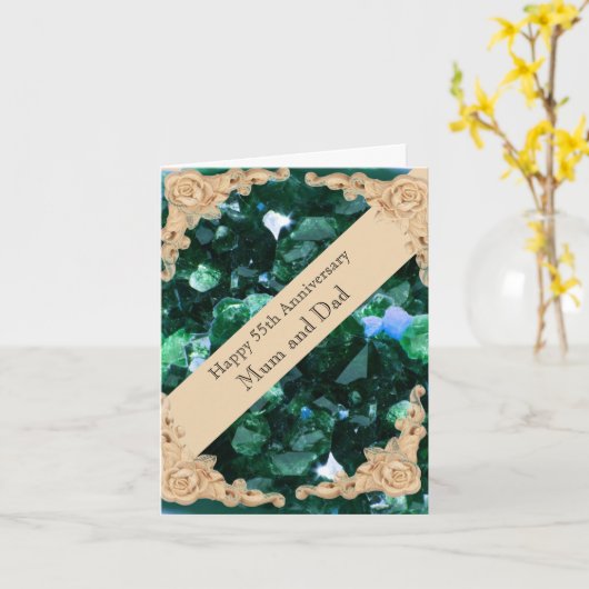 55e bruiloft Jubileum Emerald Kaart (Gele Bloem)
