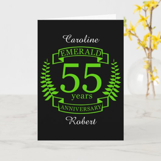 55e bruiloft JUBILEUM EMERALD Kaart (Gele Bloem)