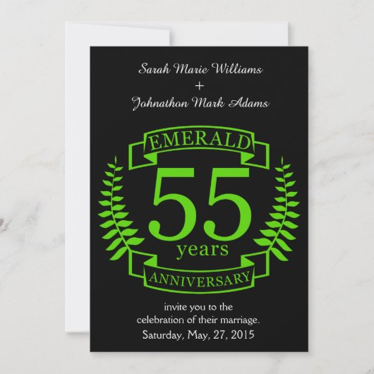 55e bruiloft JUBILEUM EMERALD Kaart (Voorkant)