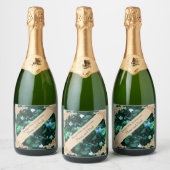 55e bruiloft Jubileum Emerald Kaart Sparkling Wijnetiket (Flessen)
