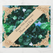 55e bruiloft Jubileum Emerald Kaart Sparkling Wijnetiket (Enkel label)
