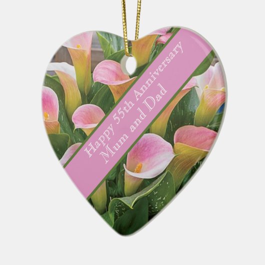 55e bruiloft Jubileum Emerald Keramisch Ornament (Links)