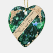 55e bruiloft Jubileum Emerald Keramisch Ornament (Links)