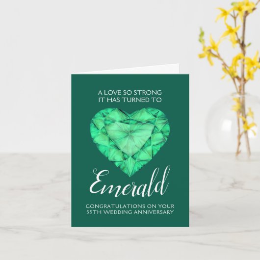 55e bruiloft Jubileum Emerald Love zo sterk Kaart (Gele Bloem)