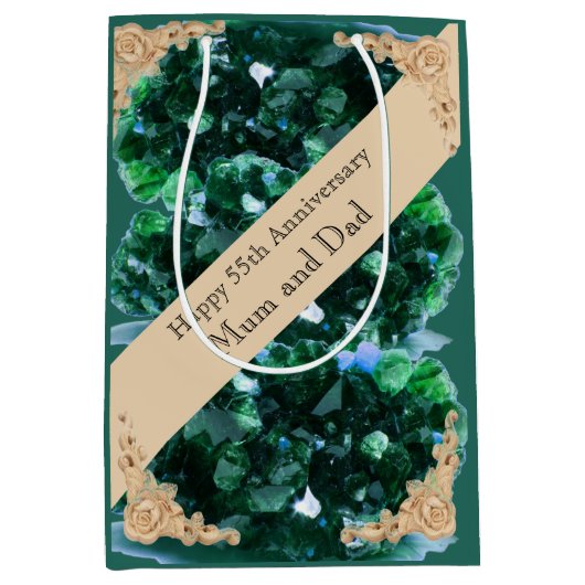 55e bruiloft Jubileum Emerald Medium Cadeauzakje (Voorkant)