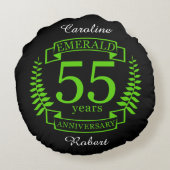 55e bruiloft JUBILEUM EMERALD Rond Kussen (Achterkant)