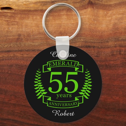 55e bruiloft JUBILEUM EMERALD Sleutelhanger (Voorkant)