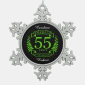 55e bruiloft JUBILEUM EMERALD Tin Sneeuwvlok Ornament (Voorkant)