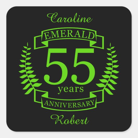 55e bruiloft JUBILEUM EMERALD Vierkante Sticker (Voorkant)