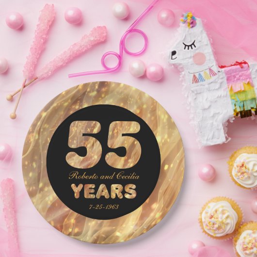 55e bruiloft Jubileum Gold Party-lampjes Papieren Bordje (Feest)