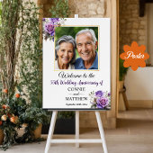 55e bruiloft Jubileum Goud Lijst Paarse Rozen Poster