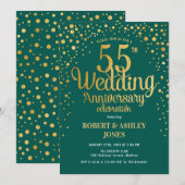 55e bruiloft Jubileum - Groen & Goud Kaart (Voorkant / Achterkant)