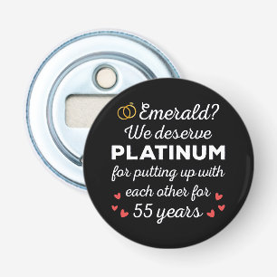 55e bruiloft Jubileum I - Emerald Funny Couple Button Flesopener