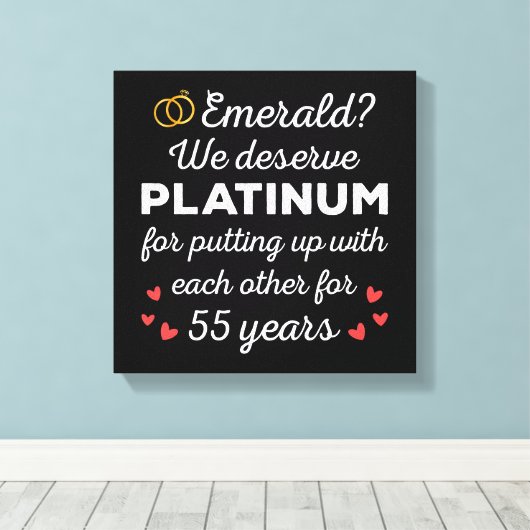 55e bruiloft Jubileum I - Emerald Funny Couple Canvas Afdruk (Insitu (Houten vloer))