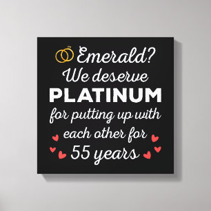 55e bruiloft Jubileum I - Emerald Funny Couple Canvas Afdruk