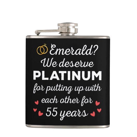 55e bruiloft Jubileum I - Emerald Funny Couple Heupfles (Voorkant)