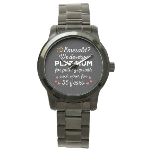 55e bruiloft Jubileum I - Emerald Funny Couple Horloge