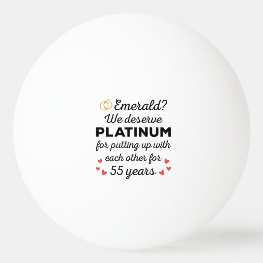 55e bruiloft Jubileum I - Emerald Funny Couple Pingpongbal (Voorkant)