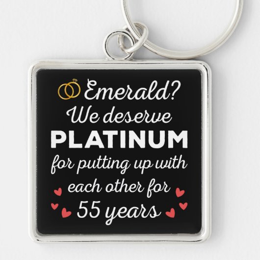 55e bruiloft Jubileum I - Emerald Funny Couple Sleutelhanger (Voorkant)