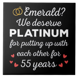 55e bruiloft Jubileum I - Emerald Funny Couple Tegeltje