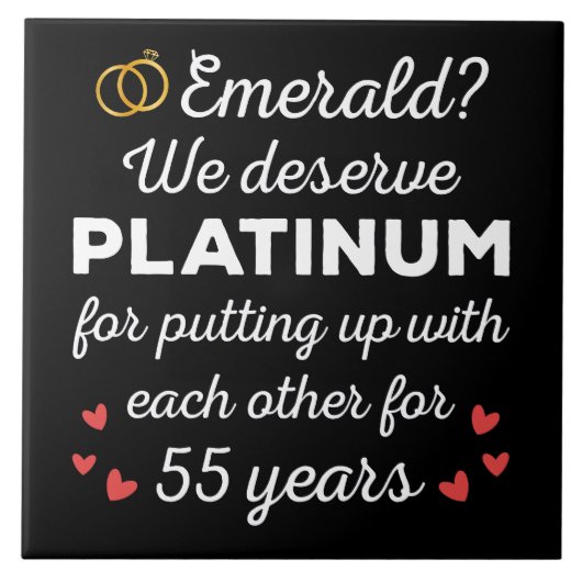 55e bruiloft Jubileum I - Emerald Funny Couple Tegeltje (Voorkant)