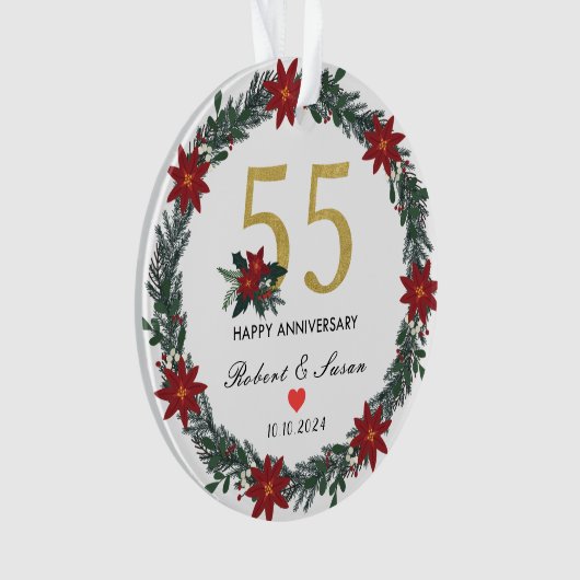 55e bruiloft Jubileum kerstcadeaus Ornament (voorkant)