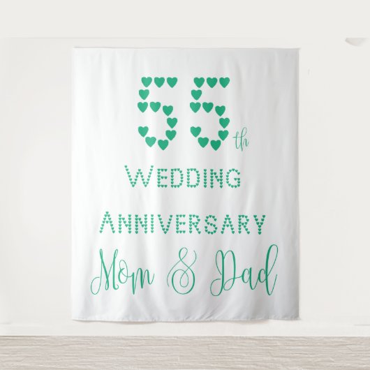 55e bruiloft Jubileum ouders Emerald Wedding Wandkleed (Voorkant)