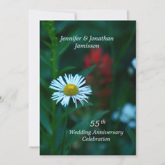 55e bruiloft Jubileum Party Witte Daisy Namen Kaart (Voorkant)
