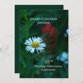 55e bruiloft Jubileum Party Witte Daisy Namen Kaart (Voorkant / Achterkant)