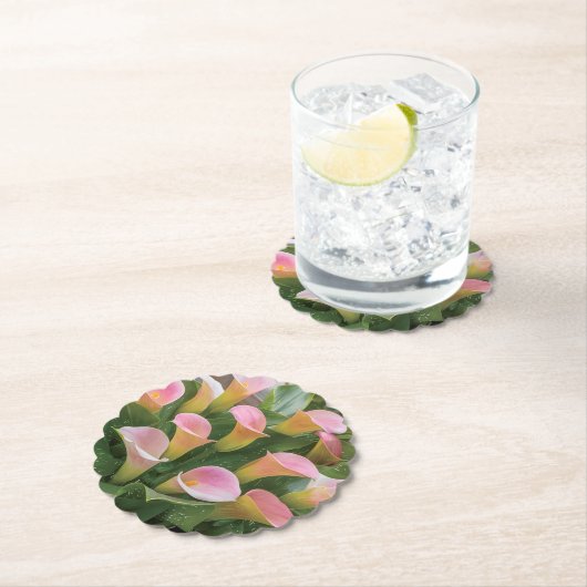 55e bruiloft Jubileum Pink Calla Lily Kartonnen Onderzetters (Insitu)