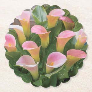 55e bruiloft Jubileum Pink Calla Lily Kartonnen Onderzetters