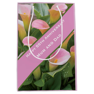 55e bruiloft Jubileum Pink Calla Lily Medium Cadeauzakje