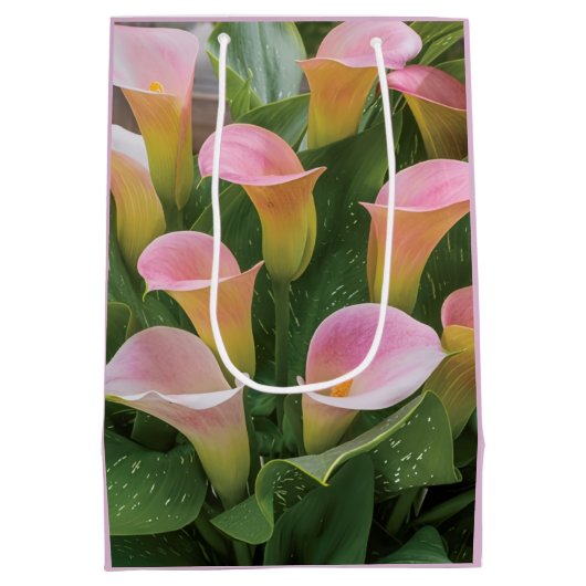 55e bruiloft Jubileum Pink Calla Lily Medium Cadeauzakje (Achterkant)
